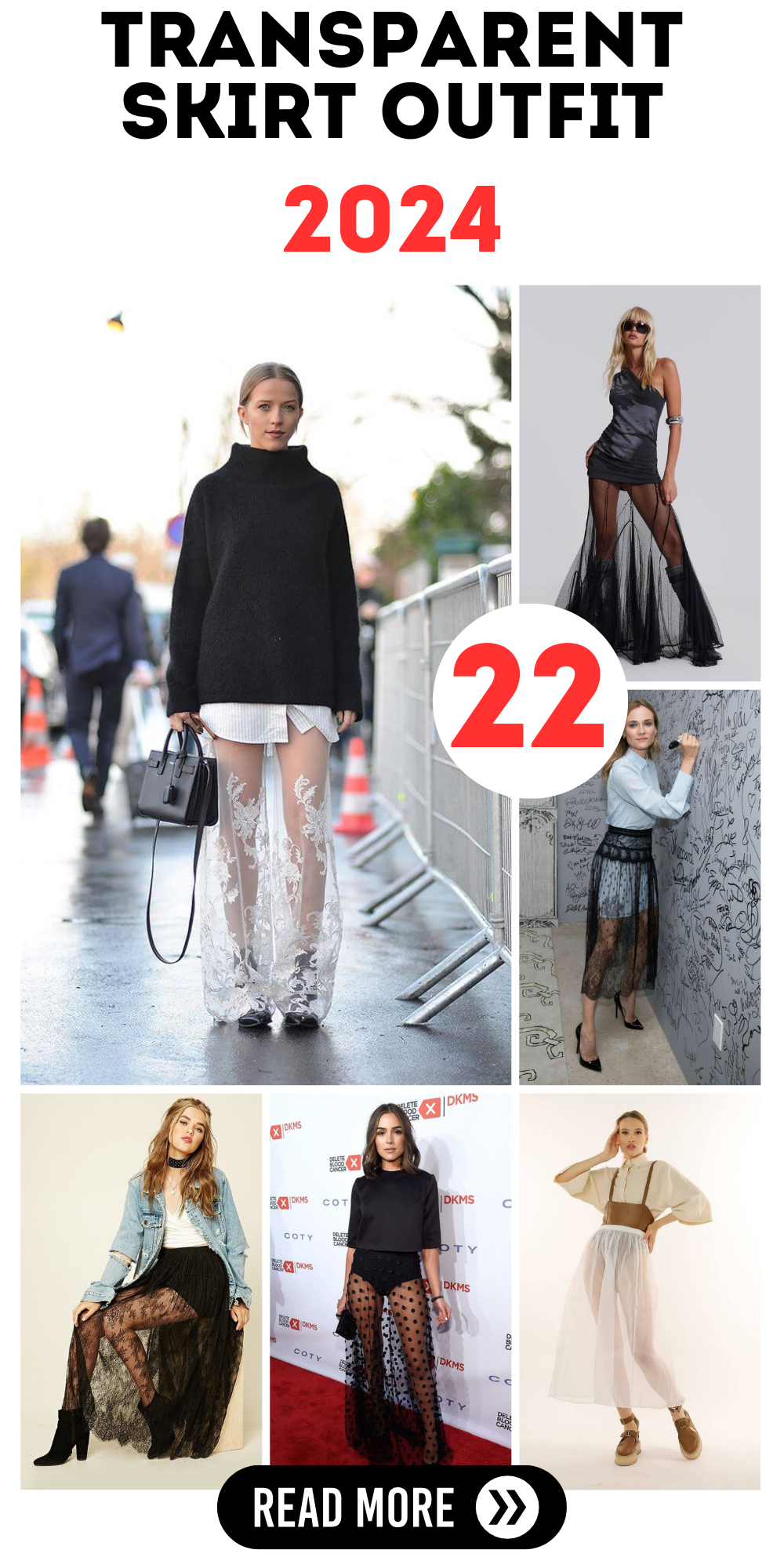 2024's Chic Transparent Skirt Outfits: Lace, Sheer Elegance & Bold