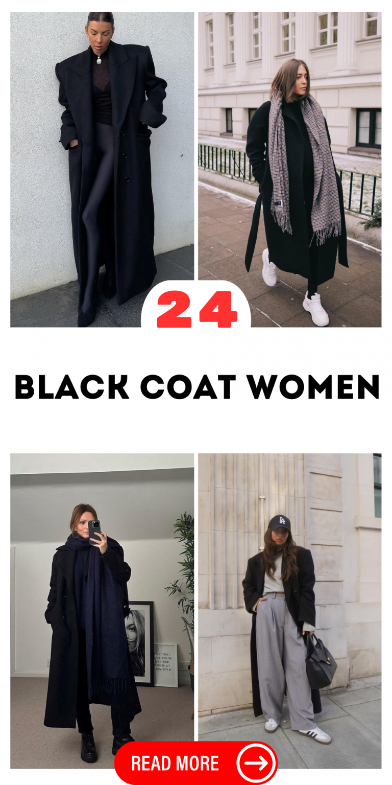 24 Stylish Black Coat Women Outfits: Casual, Formal & Aesthetic Ideas